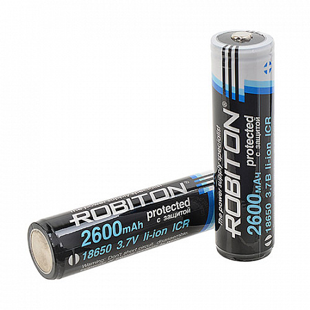 Аккумулятор 18650 Robiton 2600мАч с защитой PK1