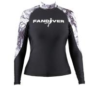 Майка лайкровая, Marble Black, длинный рукав, женский