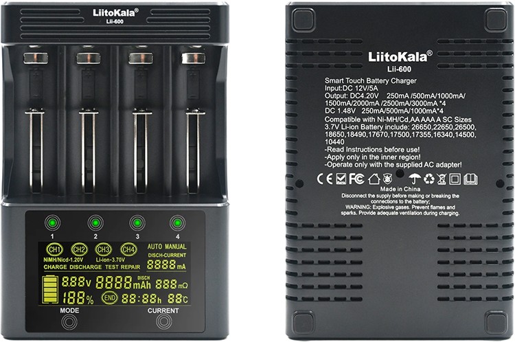 Профессиональное зарядное устройство LiitoKala 600 на 4 аккумулятора
