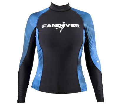 Майка лайкровая, Galaxy Blue, длинный рукав, женский