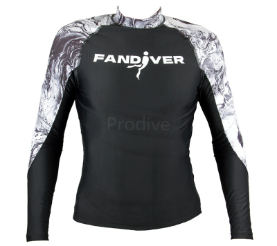 Майка лайкровая, Marble Black, длинный рукав, мужская